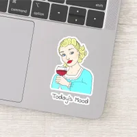 Today's Mood, Retro Lady with Glass of Red Wine Sticker