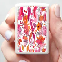 Bold Pink and Orange Floral Patterns Zippo Lighter