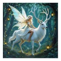 Fairy and White Deer Magical Forest Acrylic Print