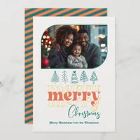Retro Citrus Pop Modern Doodle Christmas Photo Holiday Card
