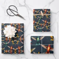 Hummingbirds of all colours wrapping paper sheets