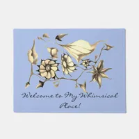 Exotic Art Deco  Watercolor Flowers - Sepia Doormat