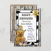 Lil' Sheriff Teddy Bear Cowboy  Baby Shower Invitation