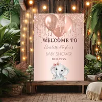 Baby Shower rose gold elephant balloons welcome Poster