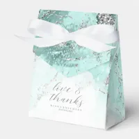 Marble Glitter Wedding Teal Silver ID644 Favor Boxes