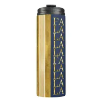 Blue Gold Christmas Fa La La Pattern#27 ID1009 Thermal Tumbler