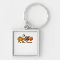 Tis The Season Thanksgiving Leaf Spice Football Fa Keychain