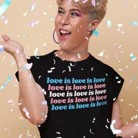 Transgender Pride Flag Typography Love Is Love T-Shirt