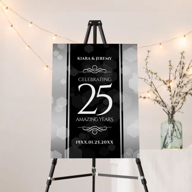 Elegant 25th Silver Wedding Anniversary Foam Board