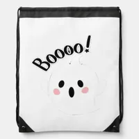 A Cute White Boo Creative Casual Drawstring Bag