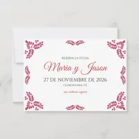 Talavera Red Floral Minimalist Spanish Wedding Save The Date