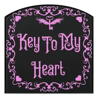 Goth Valentine Key To My Heart Pink  Door Sign