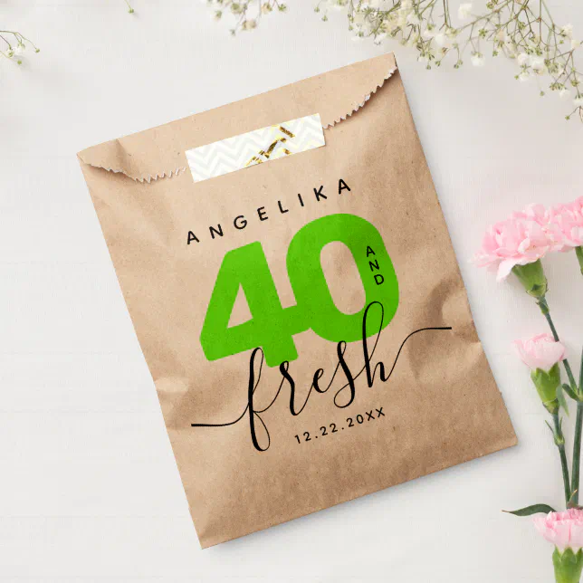 Modern Girly Bright Green 40 and Fresh Favor Bag