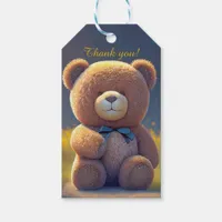 Teddy bear in a meadow, cute custom  gift tags