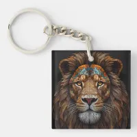 Majestic Mosaic Lion Head Keychain