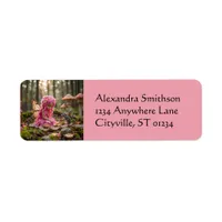 Cute Pink Pixie and Mouse Picnic Label