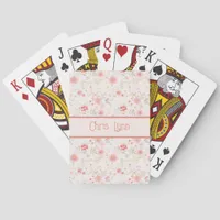 Pastel Pink Red White Flowers Pattern  Poker Cards