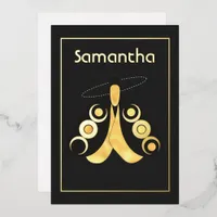 Mystical Celestial Silver and Gold Moths Foil Invitation