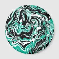 Turquoise, Black and White Marble Fluid Art    Magnet