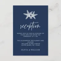 Navy Blue Starfish Beach Wedding Reception Enclosure Card