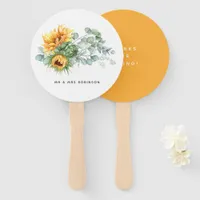Boho Sunflower Eucalyptus Wedding Hand Fan