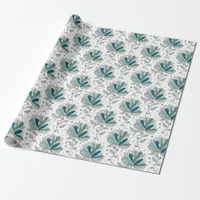 Shades of Green Floral Abstract Doodle Art Style  Wrapping Paper