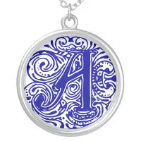 Monarchia Blue "A" Silver Plated Necklace