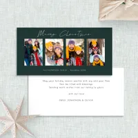 Modern 4 Photo Collage Green Christmas  Holiday Card