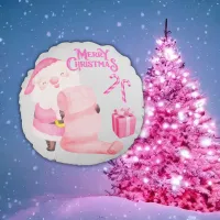 Cute Christmas in Pink | Round Pillow