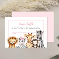 Safari Baby Girl Diaper Raffle Card | Jungle Baby 