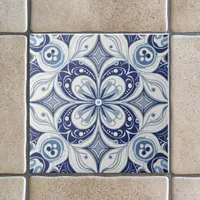 Mediterranean Inspiration Blue Bloom Geometric Ceramic Tile
