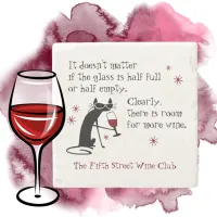 Room for More Wine Funny Quote with Cat Stone Coaster