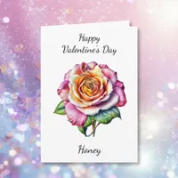 Valentine's Day | Watercolor Pink Rose Card