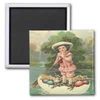 Vintage Easter Child in Egg Boat, ZSSG Magnet