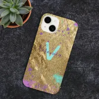 Fancy Foil Glitter Gold Metallic Paint Splatter iPhone 14 Case