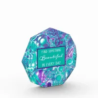 Purple and Teal Fluid Art Marble like Quote  Photo