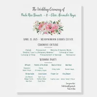 Bright Pink Floral Wedding Program Foam Board