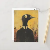 Black Bird in a Black Dress Fantasy Postcard