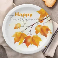 Vibrant Serene Fall Maple Leaves Thanksgiving Paper Plates