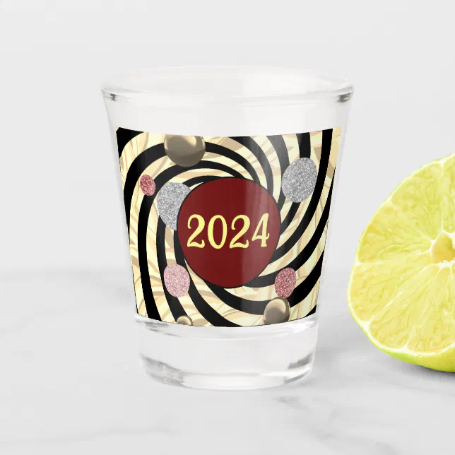 Happy New Year, spirals and bubbles  Shot Glass