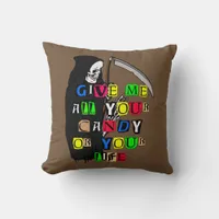 Grim Reaper Give Me Candy Ransom Note Pillow ZSSPG