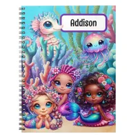 Cute Mermaids & Marine Life Pastel Back to School Notebook