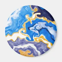 Beautiful Blue, Gold and White Swirls like Water  Magnet