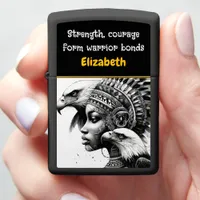 Majestic warrior adorned with eagles in tribal art zippo lighter