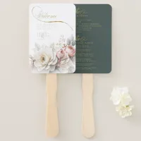 Floral Drama Wedding Program Green ID1022 Hand Fan