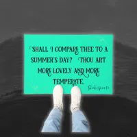 Black on Hot Teal Shakespeare Shall I Compare.. |  Doormat