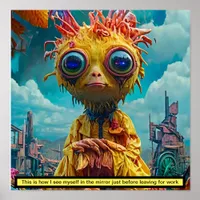 Quirky Alien Chicken Poster