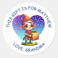 Cute Personalized Christmas Elf Classic Round Sticker