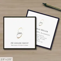 Modern Monogram Black Border Square Business Card