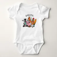 Cute Farm Animals Personalized Baby Bodysuit